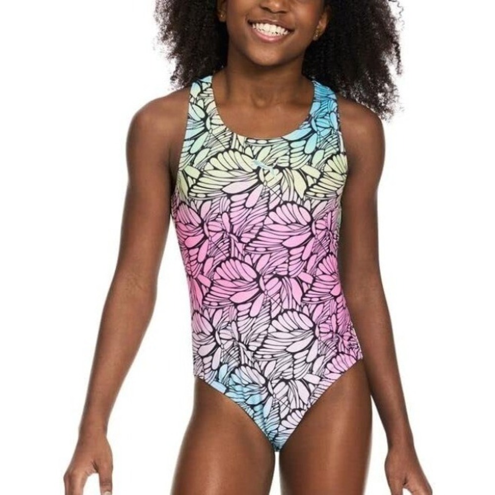 PUMA Swimsuit Girl's Size Large‎ One Piece Crossback Butterfly Summer Beach NEW